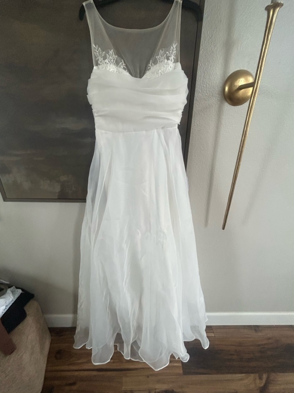 NWT Lulus Yours for Eternity White Organza Embroidered Pleated Maxi Dress - Picture 9 of 13